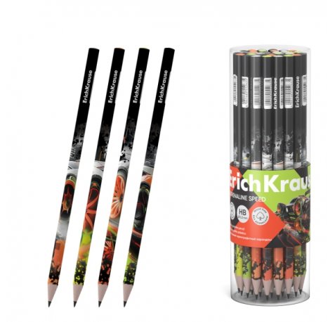 ErichKrause Adrenaline Speed Lapiz de Grafito - Mina HB de 2.2mm - Cuerpo Redondo - Plastico - Colores Surtidos (42 uds)