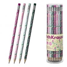 ErichKrause Floral Soul Lapiz de Grafito con Goma de Borrar - Mina HB - Cuerpo Redondo - Plastico - Agarre Ergonomico - Colores Surtidos (42 uds)