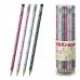 ErichKrause Floral Soul Lapiz de Grafito con Goma de Borrar - Mina HB - Cuerpo Redondo - Plastico - Agarre Ergonomico - Colores Surtidos (42 uds)