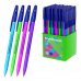 ErichKrause R-301 Stick Neon Boligrafo con Capuchon - Modelos Surtidos - Trazo 0.5mm - Tinta de Secado Rapido - Contenedor de Plastico - Tapa Ventilada - Color Azul (70 uds)