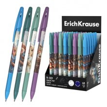 ErichKrause R-301 Stick Magic Pet Expositor con 48 Boligrafos con Capuchon - Modelos Surtidos - Trazo 0.35mm - Tinta de Secado Rapido - Tapa Ventilada - Color Azul