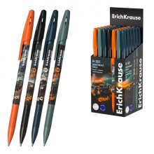 ErichKrause R-301 Stick Road Beast Boligrafo con Capuchon - Modelos Surtidos - Trazo 0.35mm - Tinta de Secado Rapido - Tapa Ventilada - Color Azul (50 uds)
