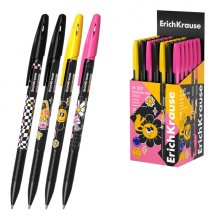 ErichKrause R-301 Stick Positive Vibe Boligrafo con Capuchon - Modelos Surtidos - Trazo 0.35mm - Tinta de Secado Rapido - Tapa Ventilada - Color Azul (50 uds)