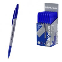 ErichKrause Slender Stick Grey Boligrafo con Capuchon - Punta de Aguja 0.7mm - Cuerpo Opaco Gris - Trazo 0.26mm - Tinta de Baja Viscosidad - Tapa Ventilada - Color Azul (50 uds)