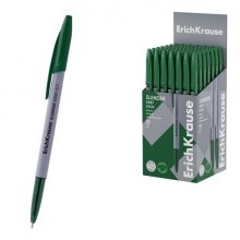 ErichKrause Slender Stick Grey Boligrafo con Capuchon - Punta de Aguja 0.7mm - Cuerpo Opaco Gris - Trazo 0.26mm - Tinta de Baja Viscosidad - Tapa Ventilada - Color Verde (50 uds)