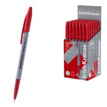ErichKrause Slender Stick Grey Boligrafo con Capuchon - Punta de Aguja 0.7mm - Cuerpo Opaco Gris - Trazo 0.26mm - Tinta de Baja Viscosidad - Tapa Ventilada - Color Rojo (50 uds)