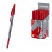 ErichKrause Slender Stick Grey Boligrafo con Capuchon - Punta de Aguja 0.7mm - Cuerpo Opaco Gris - Trazo 0.26mm - Tinta de Baja Viscosidad - Tapa Ventilada - Color Rojo (50 uds)