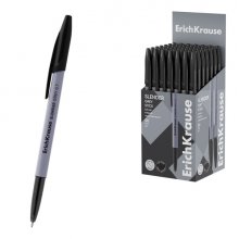 ErichKrause Slender Stick Grey Boligrafo con Capuchon - Punta de Aguja 0.7mm - Cuerpo Opaco Gris - Trazo 0.26mm - Tinta de Baja Viscosidad - Tapa Ventilada - Color Negro (50 uds)