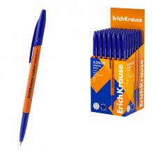ErichKrause Slender Stick Orange Boligrafo con Capuchon - Punta de Aguja 0.7mm - Cuerpo Opaco Naranja - Trazo 0.26mm - Tinta de Baja Viscosidad - Tapa Ventilada - Color Azul (50 uds)