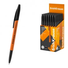 ErichKrause Slender Stick Orange Boligrafo con Capuchon - Punta de Aguja 0.7mm - Cuerpo Opaco Naranja - Trazo 0.26mm - Tinta de Baja Viscosidad - Tapa Ventilada - Color Negro (50 uds)