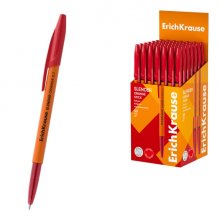 ErichKrause Slender Stick Orange Boligrafo con Capuchon - Punta de Aguja 0.7mm - Cuerpo Opaco Naranja - Trazo 0.26mm - Tinta de Baja Viscosidad - Tapa Ventilada - Color Rojo (50 uds)