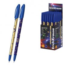 ErichKrause Neo Stick Galactic Boligrafo con Capuchon - Modelos Surtidos - Trazo 0.26mm - Tinta de Baja Viscosidad - Tapa Ventilada - Color Azul (50 uds)