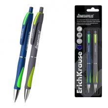 ErichKrause Megapolis Pack de Boligrafo Retractil y Portaminas - Punta de 0.7mm - Trazo 0.35mm - Mina HB 0.5mm - Color Azul