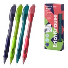 ErichKrause ErgoLine Magic Stick and Grip Reef Boligrafo Borrable - Modelos Surtidos - Trazo 0.4mm - Tinta de Gel - Resistente al Agua - Zona de Agarre de Goma - Color Azul (10 uds)