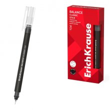 ErichKrause Balance Stick Classic Boligrafo con Capuchon - Punta de 0.5mm - Trazo 0.35mm - Tinta Libre con Regulador de Alimentacion - Color Negro (12 uds)