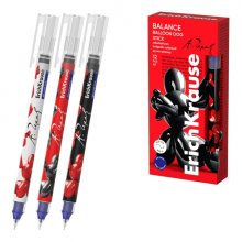 ErichKrause Balance Stick Balloon Dog Boligrafo con Capuchon - Modelos Surtidos - Trazo 0.35mm - Tinta Libre con Regulador de Alimentacion - Color Azul (12 uds)