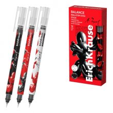 ErichKrause Balance Stick Balloon Dog Boligrafo con Capuchon - Modelos Surtidos - Trazo 0.35mm - Tinta Libre con Regulador de Alimentacion - Color Negro (12 uds)