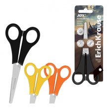 ErichKrause JOY Road Beast Tijeras de 13.5cm - Puntas Redondeadas - Regla de 5cm en la Hoja - Mangos de Plastico Resistente a Golpes - Acero Inoxidable - Ergonomicas - Colores Surtidos