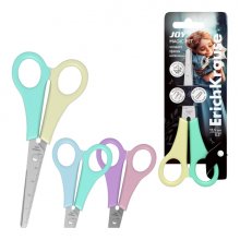 ErichKrause JOY Magic Pet Tijeras de 13.5cm - Puntas Redondeadas - Regla de 5cm en la Hoja - Mangos de Plastico Resistente a Golpes - Acero Inoxidable - Ergonomicas - Colores Surtidos