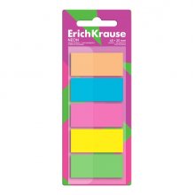 ErichKrause Neon Pack de 5 Blocs de 20 Marcadores de Pagina - Reposicionables - Plastico - 20x45mm - Colores Surtidos