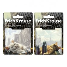 ErichKrause Big City Cats Bloc de 50 Notas Adhesivas Reposicionables - Papel de 75g/m2 - 75x75mm - Pegamento a Base de Agua - Colores Surtidos