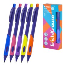 ErichKrause ErgoLine Kids Neon Portaminas - Mina HB de 2.0mm - Sacapuntas Integrado - Ergonomico - Colores Surtidos (12 uds)