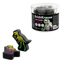 ErichKrause Dino Hobby Goma de Borrar - PVC Ecologico - No Deja Residuos - No Rasga el Papel - Colores Surtidos (12 uds)