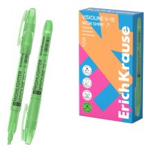 ErichKrause Visioline V-15 Neon Shine Marcador Fluorescente - Punta Biselada - Trazo de 0.6 a 3.5mm - Color Verde (12 uds)