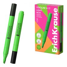 ErichKrause Visioline V-17 light Neon Marcador Fluorescente - Punta Biselada - Trazo de 0.6 a 3.0mm - Color Verde (12 uds)