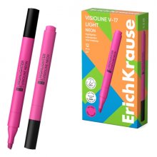 ErichKrause Visioline V-17 light Neon Marcador Fluorescente - Punta Biselada - Trazo de 0.6 a 3.0mm - Color Rosa (12 uds)