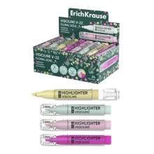 ErichKrause Visioline V-22 Floral Soul Expositor con 24 Marcadores Fluorescentes - Punta Biselada - Trazo de 0.6 a 3.0mm - Colores Surtidos