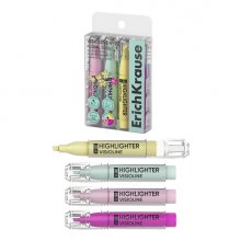 ErichKrause Visioline V-22 Floral Soul Pack de 4 Marcadores Fluorescentes - Punta Biselada - Trazo de 0.6 a 3.0mm - Colores Surtidos
