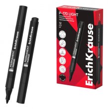 ErichKrause P-170 light Rotulador Permanente - Punta Conica - Trazo de 2.5mm - Resistente al Agua y a la Luz - Multisuperficie - Cuerpo Triangular - Secado Rapido - Color Negro (12 uds)