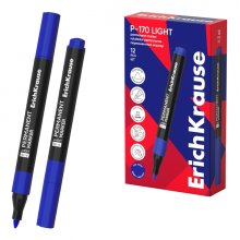 ErichKrause P-170 light Rotulador Permanente - Punta Conica - Trazo de 2.5mm - Resistente al Agua y a la Luz - Multisuperficie - Cuerpo Triangular - Secado Rapido - Color Azul (12 uds)