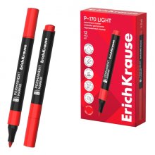 ErichKrause P-170 light Rotulador Permanente - Punta Conica - Trazo de 2.5mm - Resistente al Agua y a la Luz - Multisuperficie - Cuerpo Triangular - Secado Rapido - Color Rojo (12 uds)