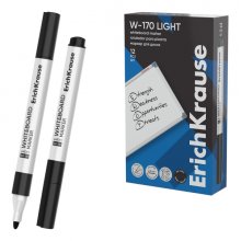 ErichKrause W-170 light Rotulador para Pizarra Blanca - Facil de Borrar - Punta Conica - Trazo de 2.5mm - Secado Rapido - Cuerpo Triangular - Color Negro (12 uds)