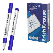 ErichKrause W-170 light Rotulador para Pizarra Blanca - Facil de Borrar - Punta Conica - Trazo de 2.5mm - Secado Rapido - Cuerpo Triangular - Color Azul (12 uds)