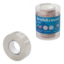 ErichKrause Clear Pack de 4 Cintas Adhesivas - Alta Adhesion - 18mm de Ancho - 33 Metros - Resistente a la Luz - Color Transparente