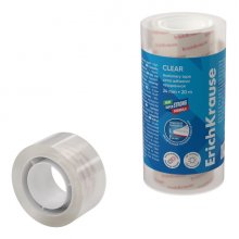 ErichKrause Clear Pack de 4 Cintas Adhesivas - Alta Adhesion - 24mm de Ancho - 20 Metros - Resistente a la Luz - Color Transparente