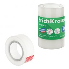 ErichKrause Invisible Pack de 4 Cintas Adhesivas - Alta Adhesion - 18mm de Ancho - 20 Metros - Superficie Mate Antideslumbrante - Color Transparente