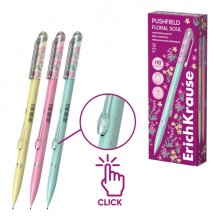 ErichKrause Pushfield Floral Soul Portaminas - Mina HB de 0.7mm - Pulsador Lateral - Colores Surtidos (12 uds)