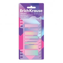 ErichKrause Galaxy Pack de 8 Blocs de 20 Marcadores de Pagina - Reposicionables - Plastico - 5 Formatos Diferentes - Colores Surtidos