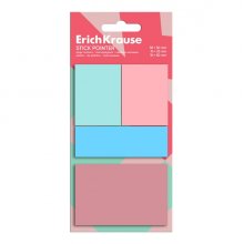ErichKrause Pack de 4 Blocs de 20 Marcadores de Pagina - Reposicionables - Plastico - 3 Formatos Diferentes - Colores Surtidos