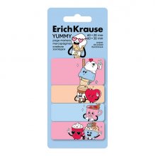 ErichKrause Yummy Pack de 4 Blocs de 20 Marcadores de Pagina - Reposicionables - Papel de 75g/m2 - 20X60mm - Colores Surtidos