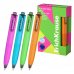 ErichKrause Pocket Pen Matic and Grip Neon Boligrafo Retractil - Modelos de Cuerpo Surtidos - Trazo 0.4mm - Zona de Agarre de Goma - Color Azul (12 uds)