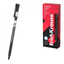 ErichKrause G-Note Stick Classic Boligrafo con Capuchon - Punta de 0.5mm - Trazo 0.4mm - Tinta de Gel - Resistente al Agua - Secado Rapido - Tapa Ventilada - Color Negro (12 uds)