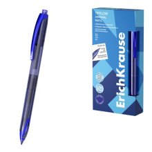 ErichKrause TipFlow Matic Original Boligrafo Retractil - Punta de 0.5mm - Cuerpo Transparente - Trazo 0.4mm - Color Azul (12 uds)