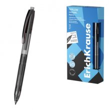 ErichKrause TipFlow Matic Original Boligrafo Retractil - Punta de 0.5mm - Cuerpo Transparente - Trazo 0.4mm - Color Negro (12 uds)