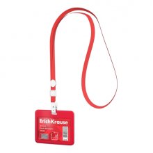 ErichKrause Funda para Tarjeta con Colgante - Orientacion Horizontal - Plastico Abc - Incluye Colgante - Formato 54x85mm - Color Rojo