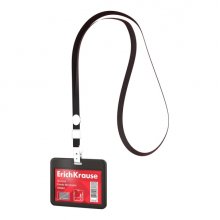 ErichKrause Funda para Tarjeta con Colgante - Orientacion Horizontal - Plastico Abc - Incluye Colgante - Formato 54x85mm - Color Negro